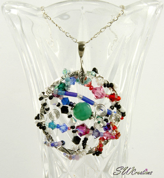 All Jazzed Up BeadJewel Crystal Bead Art Pendant - Handmade Bohemian Jewelry for Women, Gift for Her, Perfect for Parties & Special Occasions