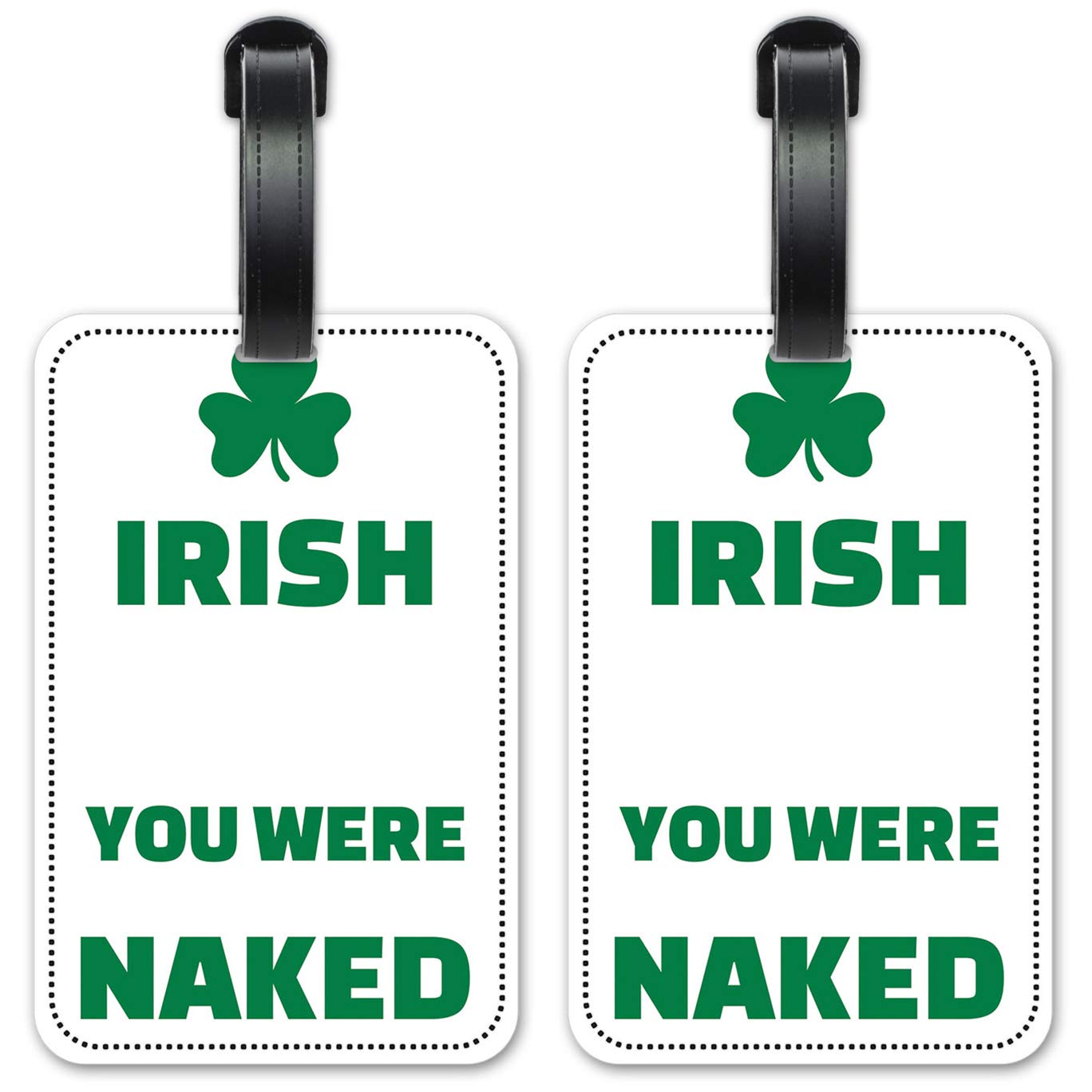 Naked Irish Luggage ID Tags - Set of 2 Waterproof Suitcase Identification Cards for Travel - Perfect for Airports, Cruises & Business Trips