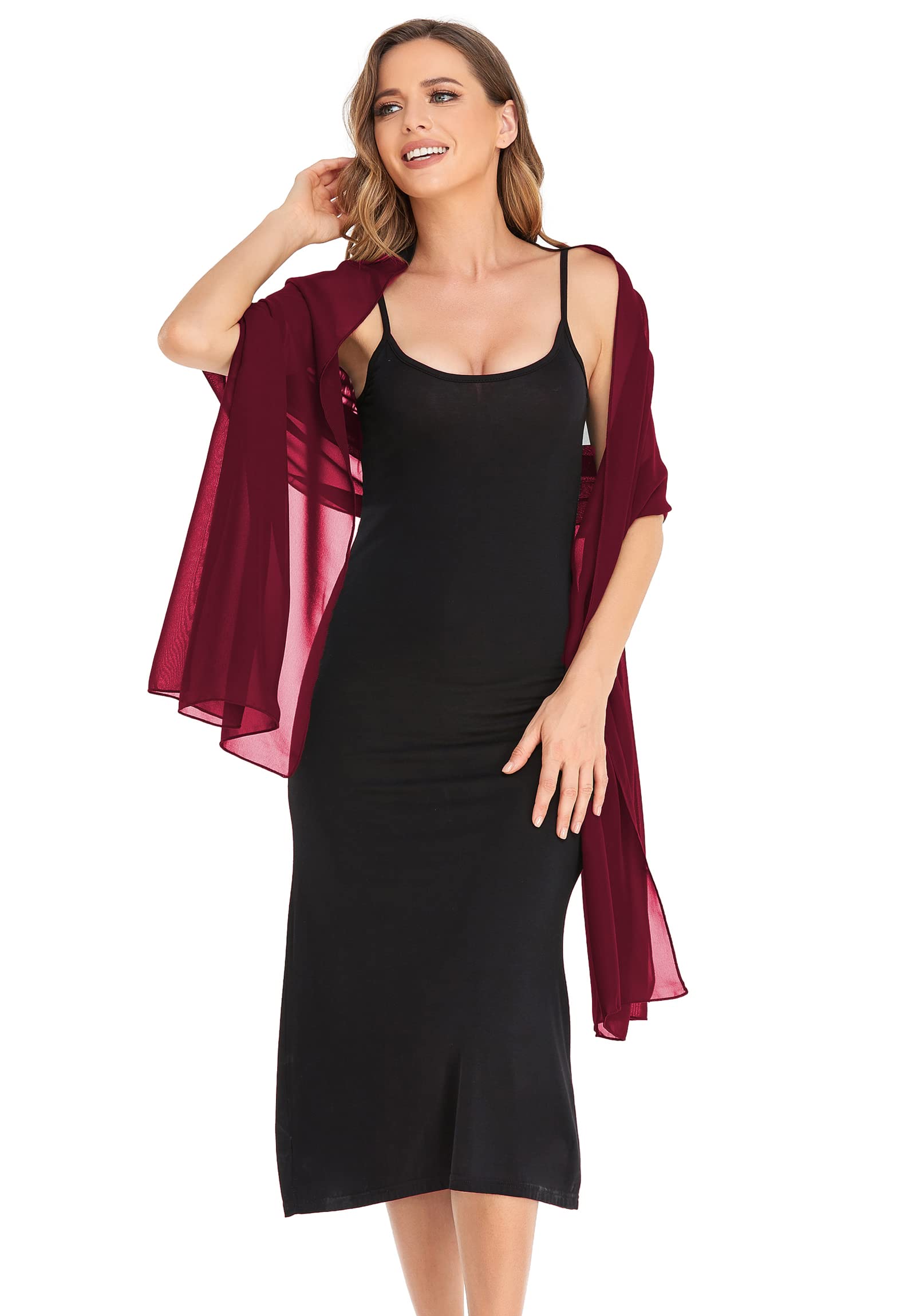 Elegant Sheer Chiffon Shawl Wrap for Women - Soft Silky Bridal Scarf for Wedding, Evening Dresses & Special Occasions - Perfect for Formal Events, Date Nights & Church Gatherings