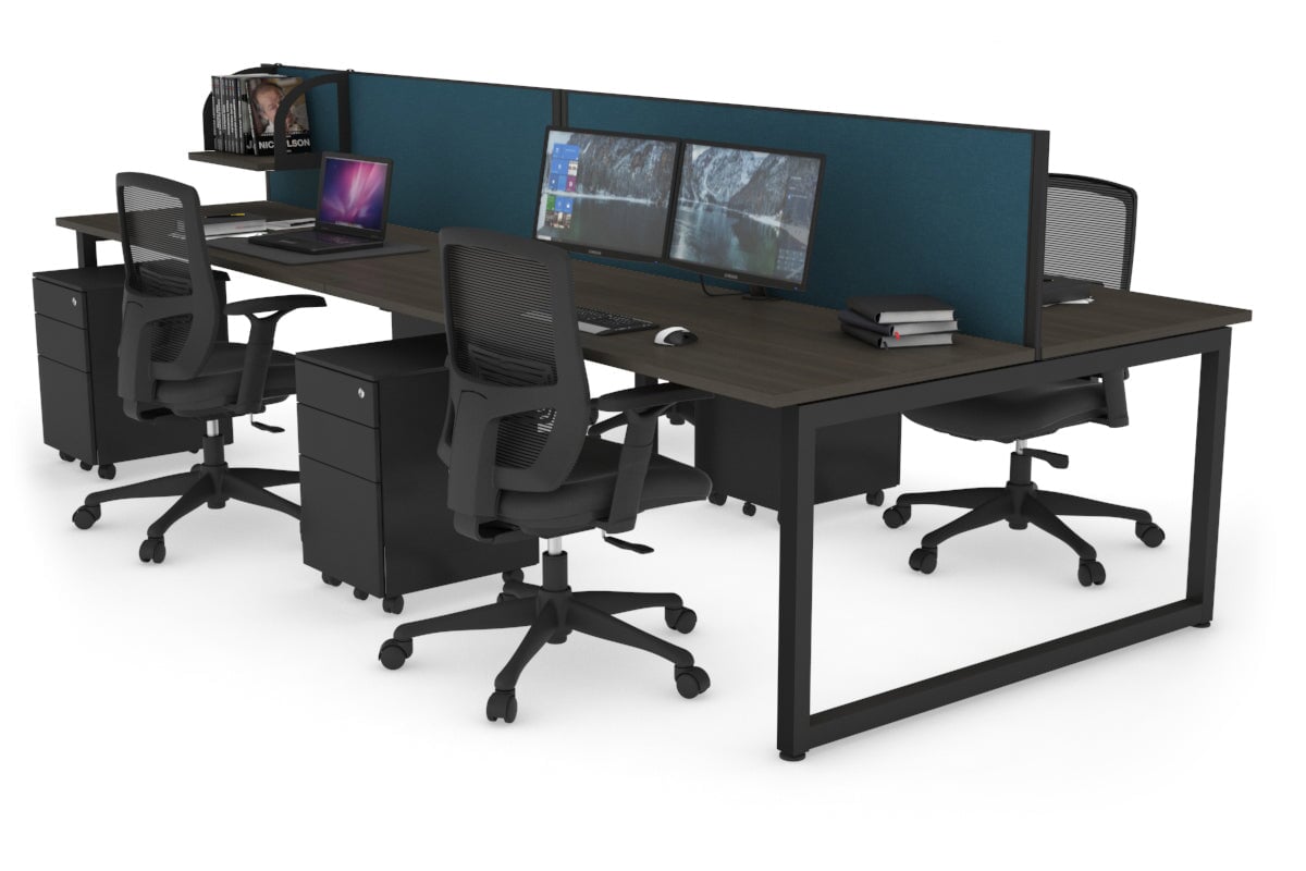 Quadro Loop Legs 4 Person Office Workstation Desk - 1800L x 700W - Modern Collaborative Workspace Solution for Team Projects & Office Meetings