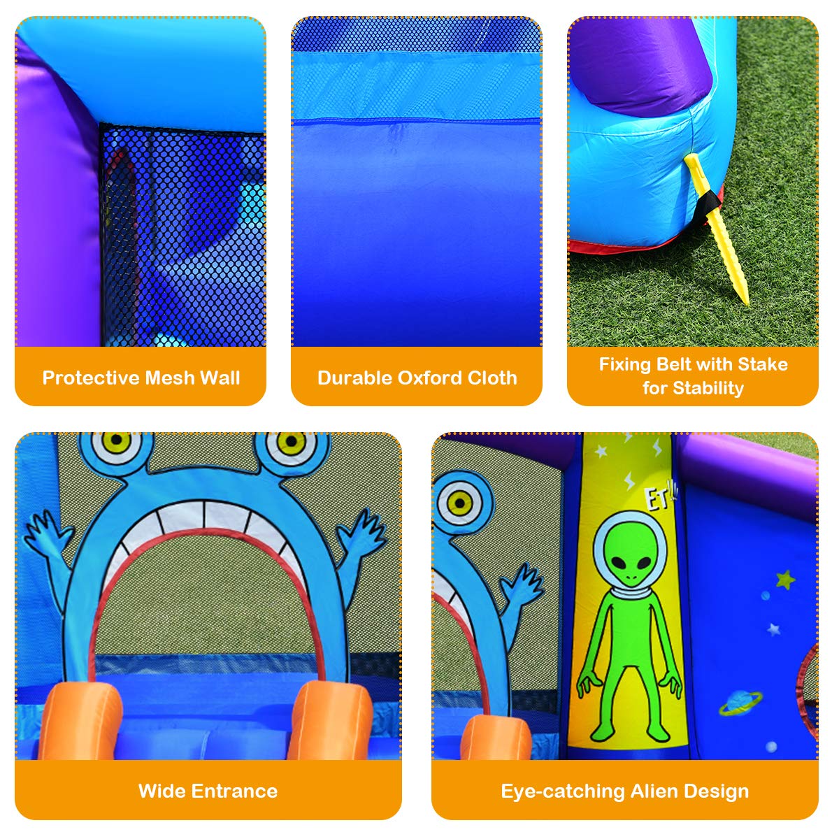 BOUNTECH Inflatable Bounce House for Kids - Alien Themed Bouncy Castle with Large Jumping Area | Indoor & Outdoor Play | Perfect for Birthday Parties, Backyard Fun, Christmas Gifts & Toddler Activities