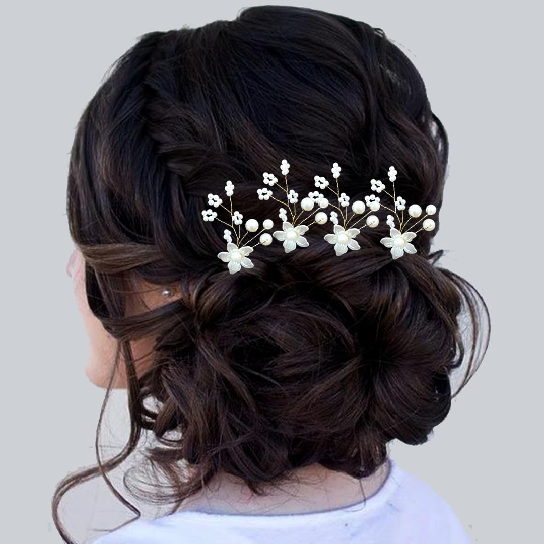 Floral Pearl Hair Clip for Women & Girls - Elegant Hair Accessories with Pearl Design | Perfect for Weddings, Parties & Everyday Wear