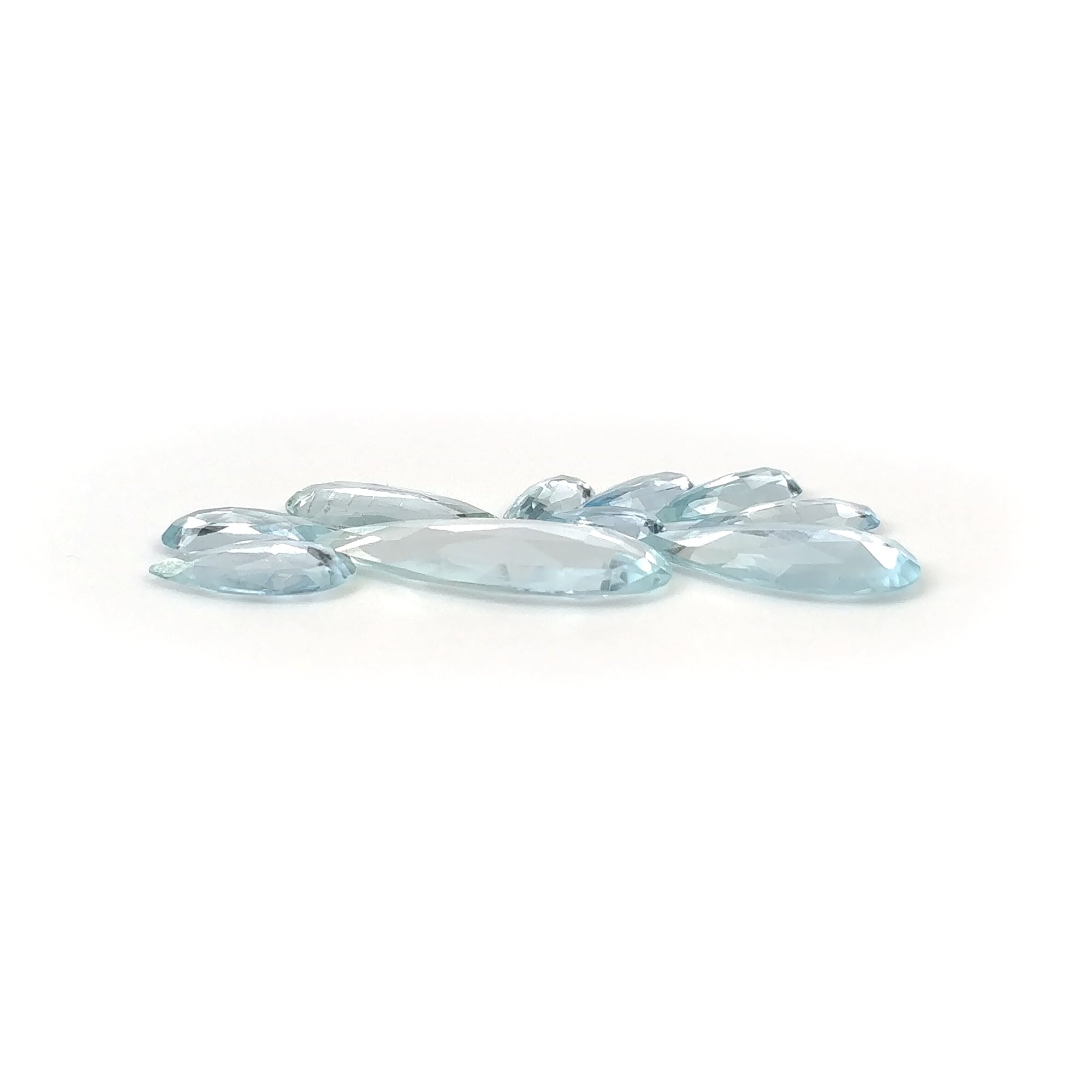 Natural Untreated Blue Aquamarine Gemstone Rose Cut - 14.25cts Pear Shape 8.5x5mm (10pcs) | Loose Stones for Jewelry Making, Engagement Rings & Healing Crystals