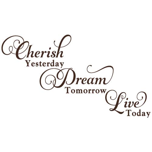 Inspirational Vinyl Wall Decal Sticker - 'Cherish Yesterday, Dream Tomorrow, Live Today' Quote Art for Home & Office Decor | Perfect for Living Room, Bedroom, and Workspace