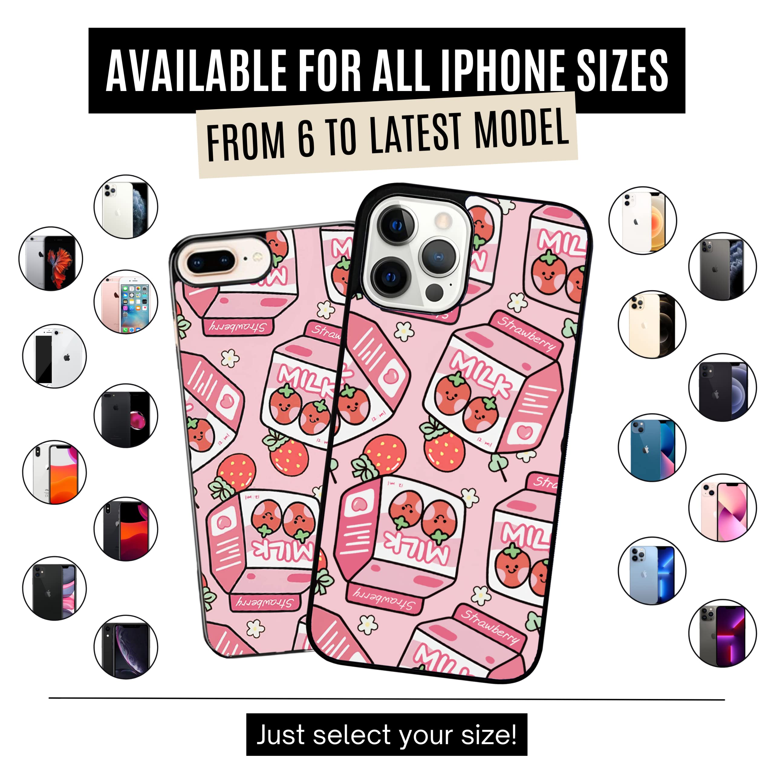 Japanese Strawberry Milk Anime Phone Case for iPhone 13 Pro Max - Cute Aesthetic TPU Rubber Cover - Durable, Non-Slip & Shockproof Slim Case - Perfect for Anime Lovers & Kawaii Style Accessories