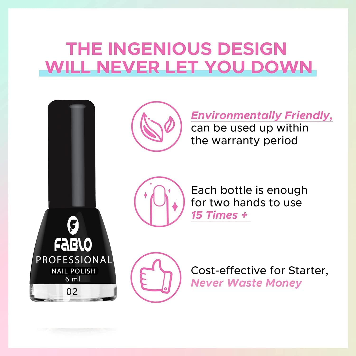 FABLO 6 Colors Nail Polish Set - Long Lasting Nail Paint for Women, Non-Toxic & Quick Dry (A02 Summer-Winter Collection) - Perfect for Manicures, Pedicures, Parties & Daily Wear