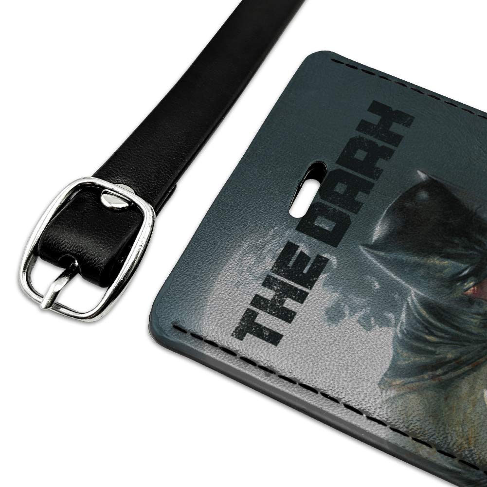 Batman The Dark Knight Rectangle Leather Luggage Tag - Durable Suitcase ID Tag for Travel Bags, Carry-On & Backpacks - Perfect for Business Trips, Vacations & Gift Giving