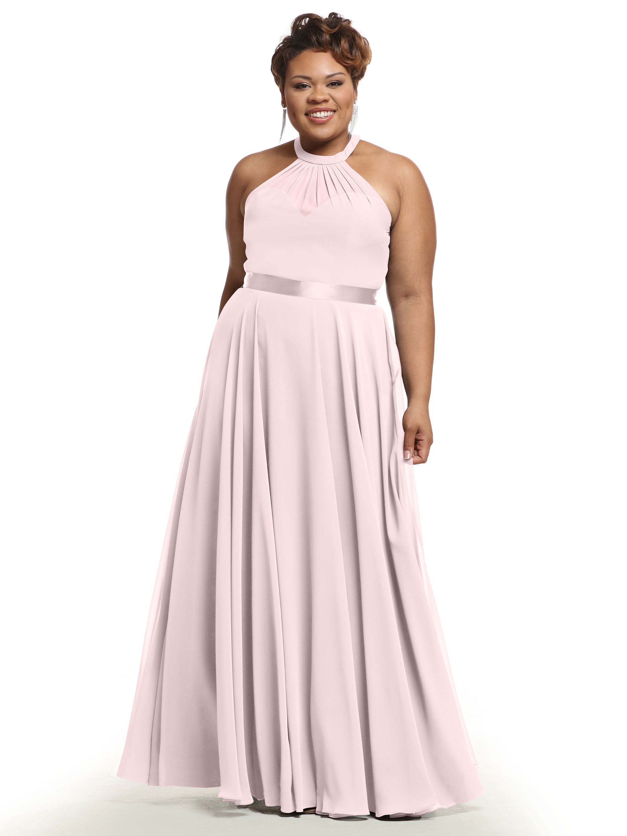 Elegant A-Line Chiffon Bridesmaid Dress with Halter Neckline - Perfect for Weddings, Prom & Formal Events | Style #80038