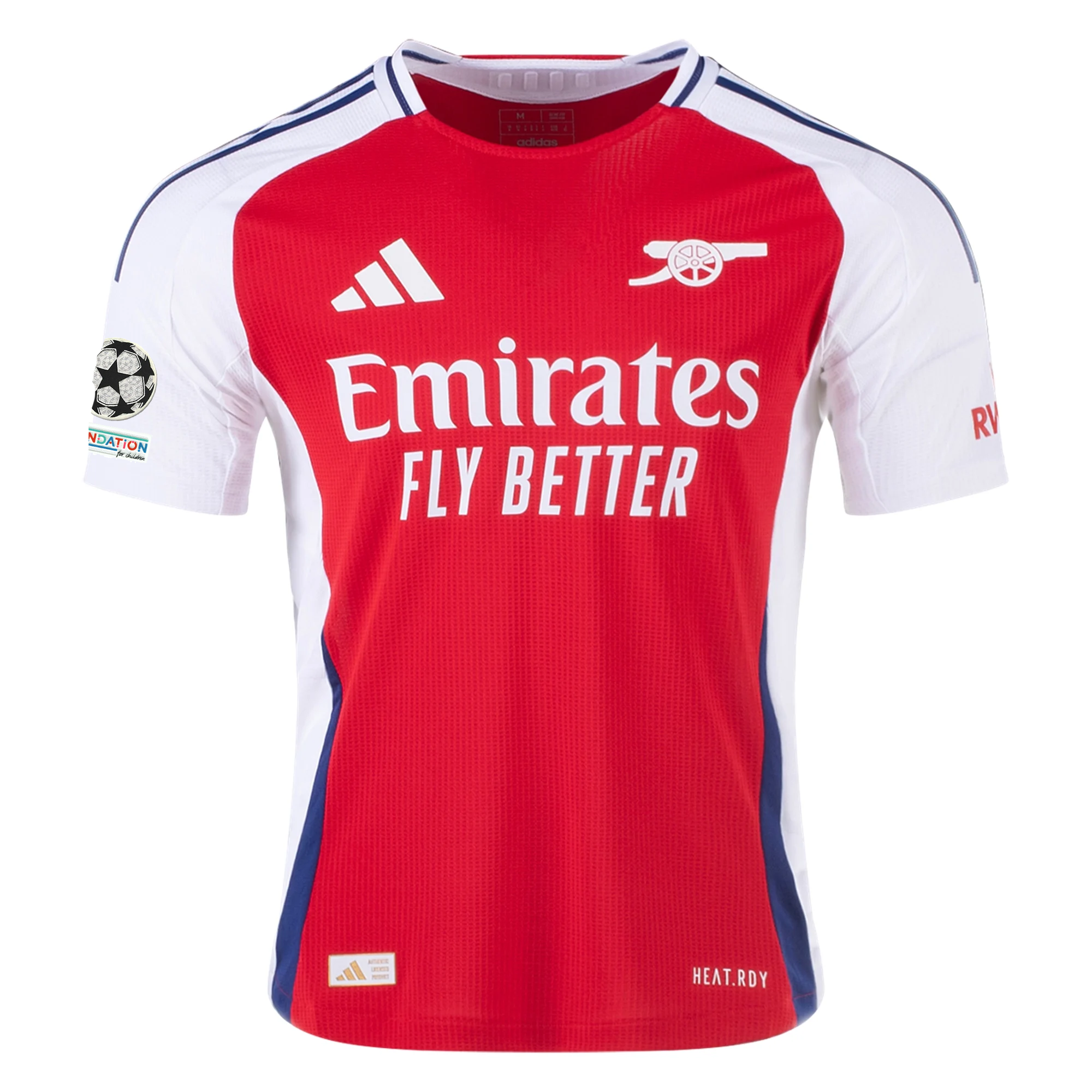 Adidas Arsenal Authentic Gabriel Magalhães Home Jersey 2024/25 - Better Scarlet/White with Champions League Patches | Official Football Shirt for Fans & Players | Matchday, Training & Casual Wear