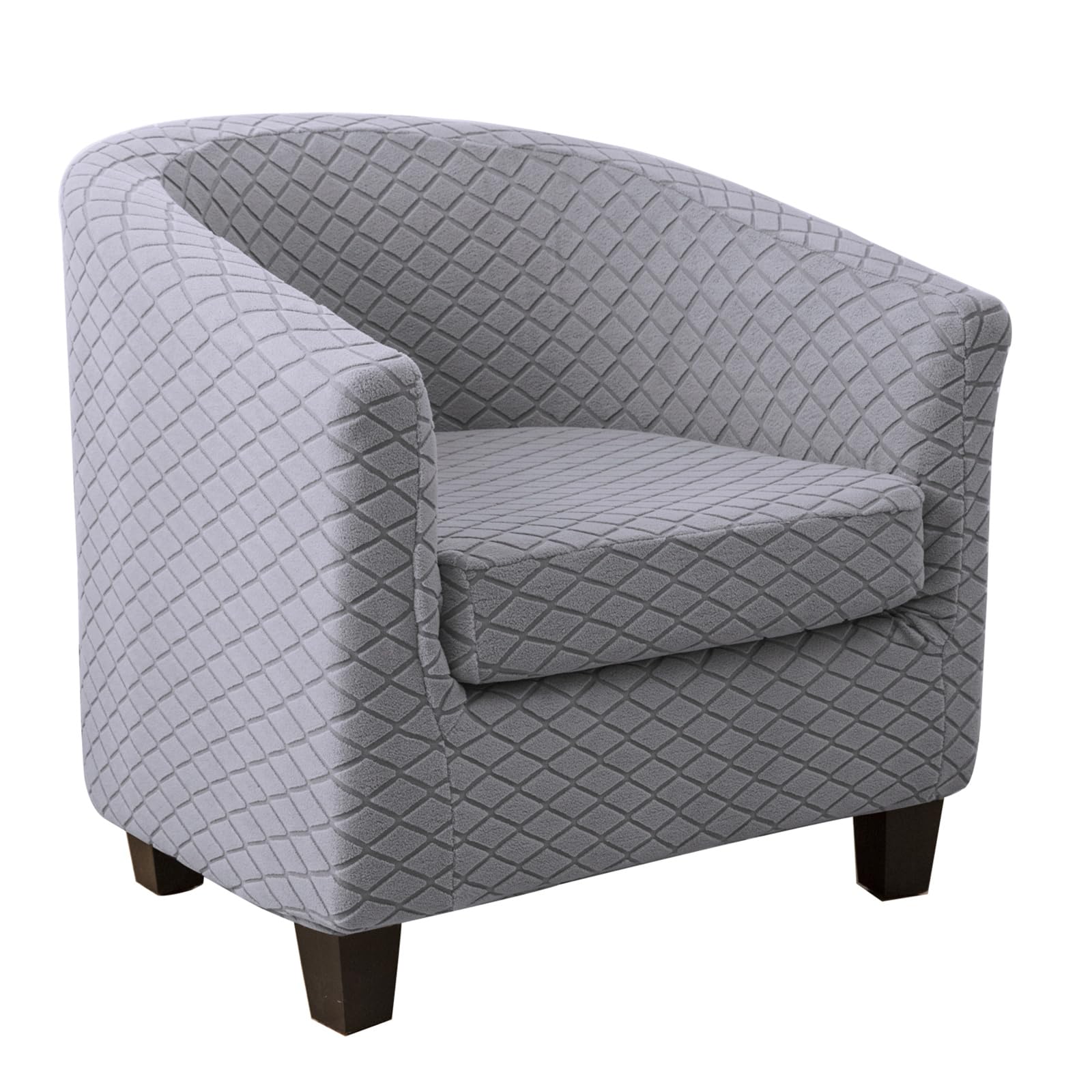 KRFOONN 2-Piece Stretch Jacquard Barrel Chair Slipcover - Elastic Bottom Removable Furniture Protector for Living Room, Sofa, Office - Round Tub Chair Cover (Size B5)