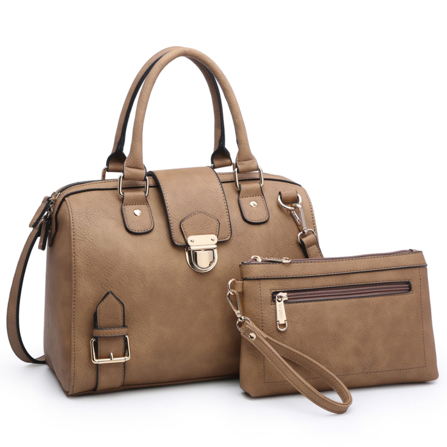 Dasein Women's Vegan Leather Barrel Handbag - Stylish Top Handle Shoulder Bag for Work, Office & Everyday Use | Fashionable Satchel Purse for Women