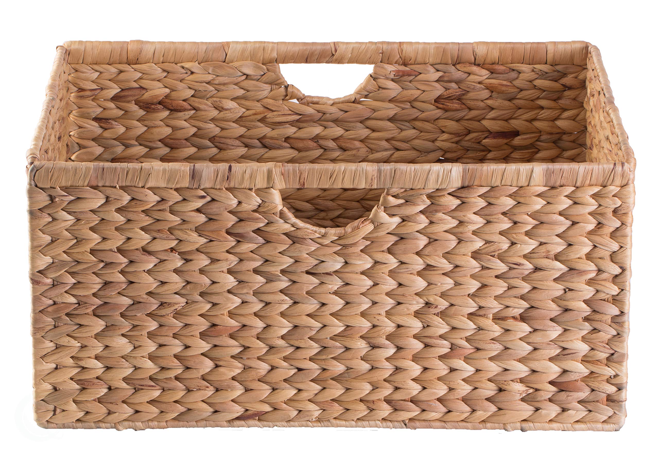 Vintiquewise Foldable Natural Water Hyacinth Storage Basket - Large Brown Woven Organizer Bin for Home, Office & Closet Organization