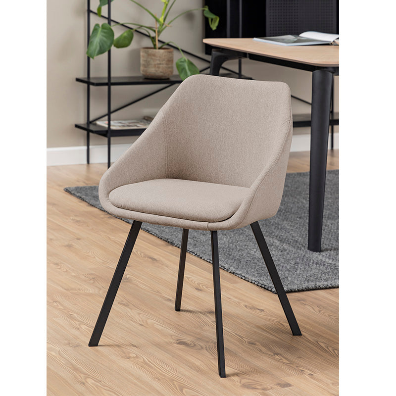 NILES Modern Dining Chair - Beige & Black Upholstered Accent Chair for Kitchen, Dining Room, or Home Office - Comfortable & Stylish Seating Solution