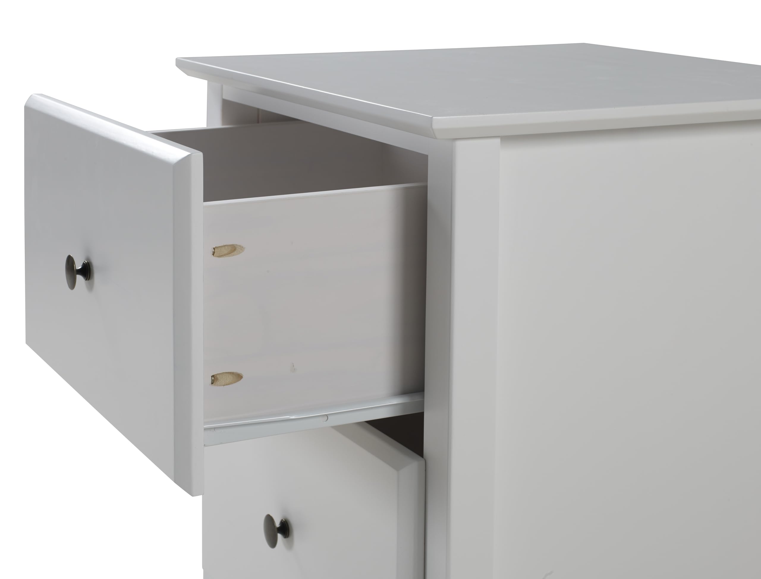 Camaflexi Shaker Style 2 Drawer Nightstand - White Wooden Bedside Table for Bedroom, Living Room & Office Storage
