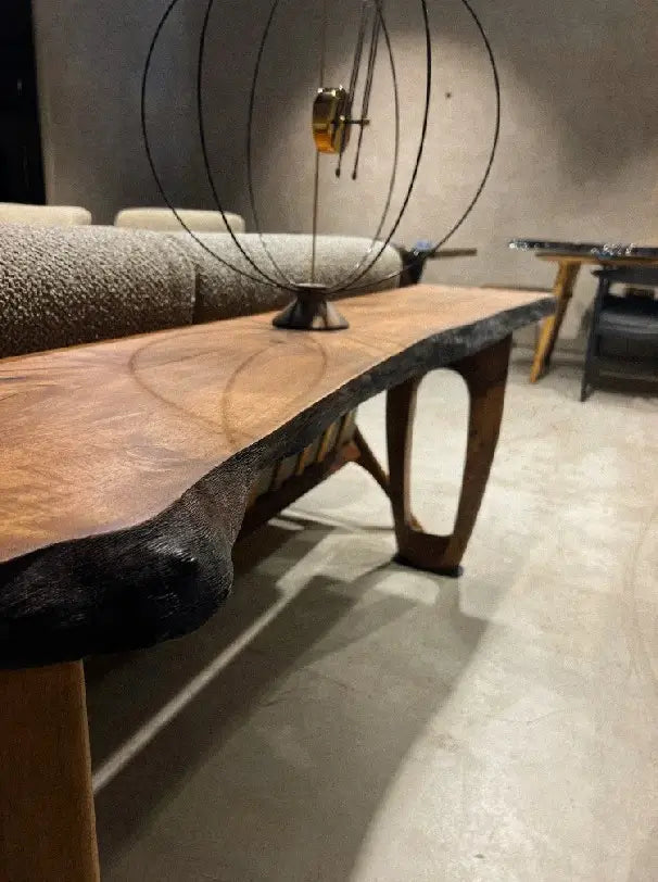 Rustic Walnut Console Table - Solid Wood Sofa Table for Entryway, Living Room & Hallway - Farmhouse Style Home Decor for Small Spaces