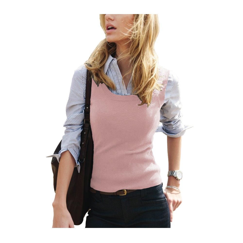 Parisbonbon Women's 100% Cashmere Scoop Neck Vest - Soft Shell Pink Sweater Vest Size Small | Warm Winter Layering Piece for Office & Casual Outfits