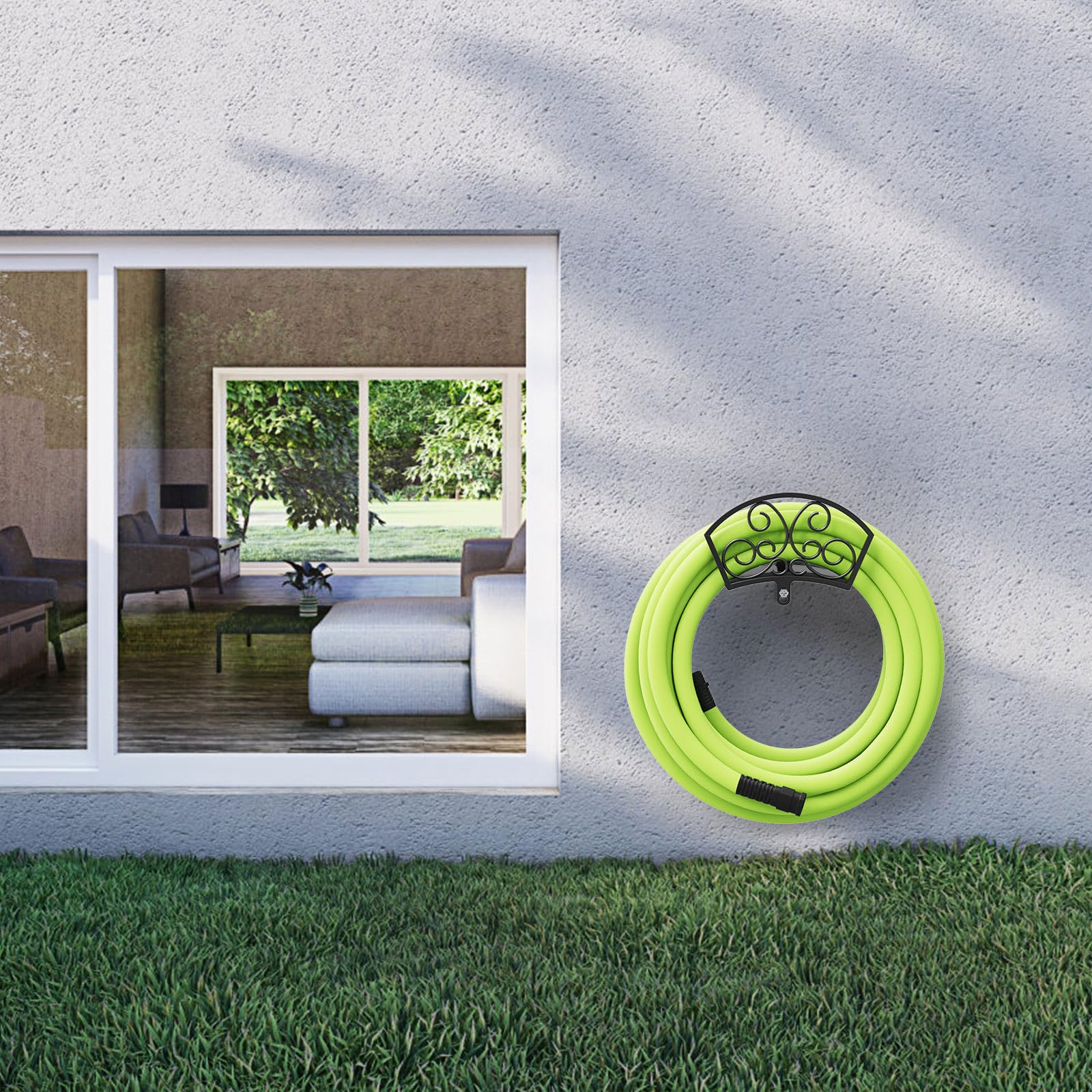 GOFORWILD Decorative Star Garden Hose Holder - Sturdy Wall Mount Hose Rack for 125-Feet 5/8-Inch Water Hose | Durable Gauge Steel Construction | Perfect for Lawn Care, Gardening & Outdoor Watering