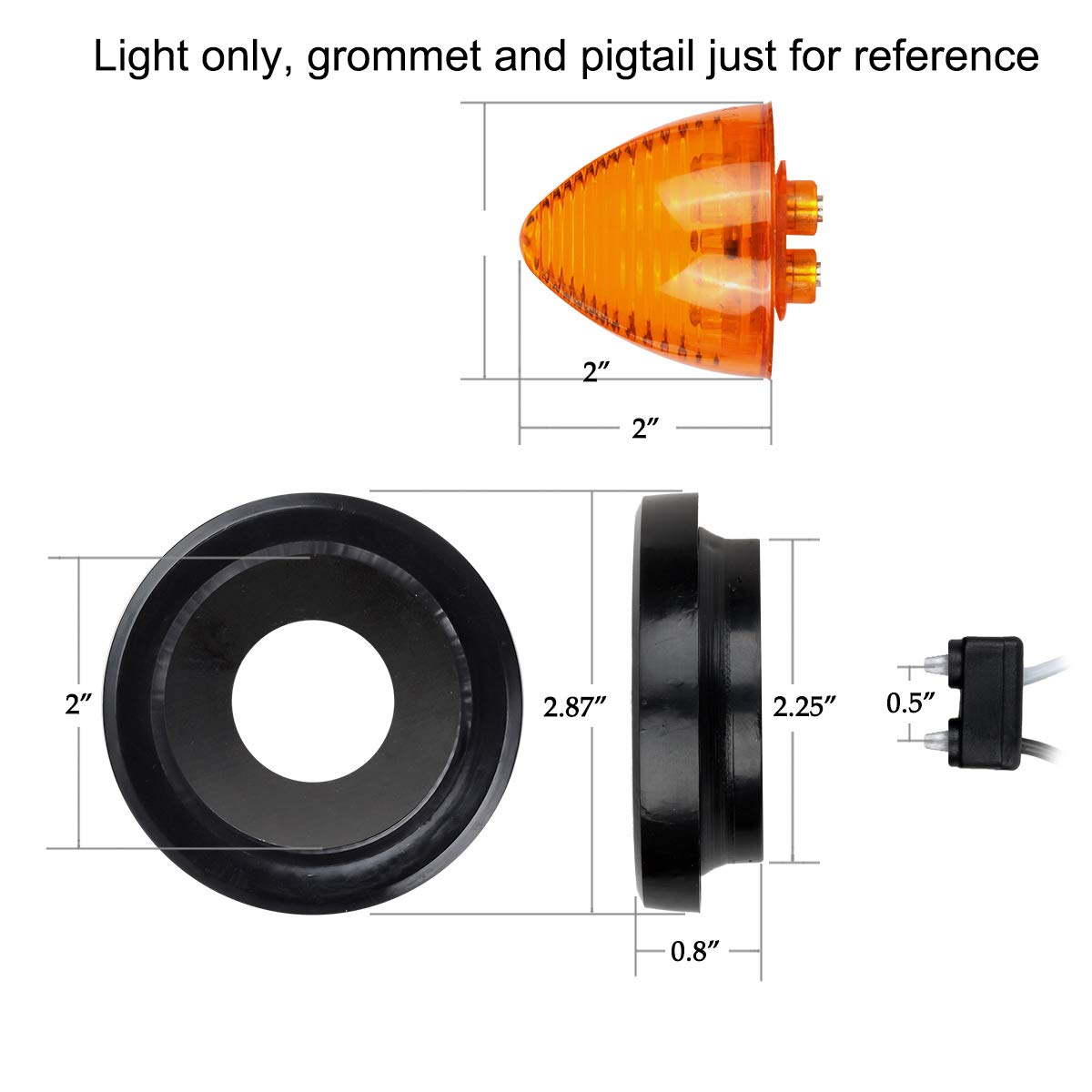 Partsam 10Pcs 2 Inch Amber 9LED Side Marker Lights - 2
