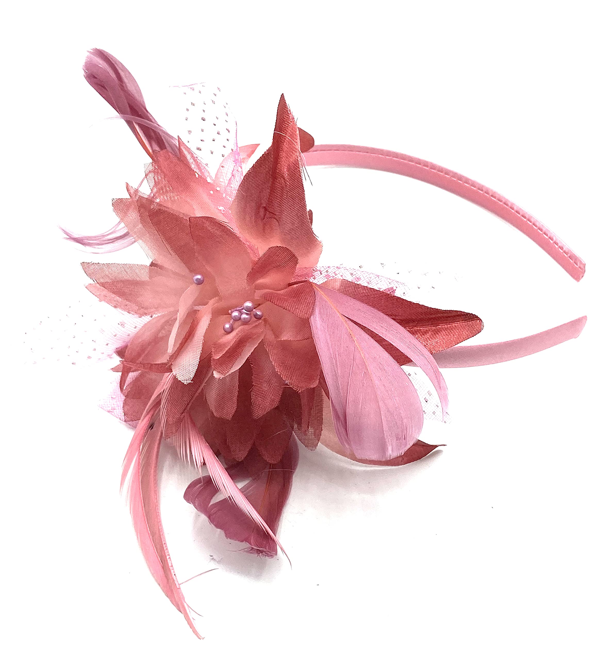 Elegant Pink Feather Alice Band Headband for Women - Wedding, Races, Ascot & Christening Accessories | Perfect for Bridal, Formal Events & Special Occasions