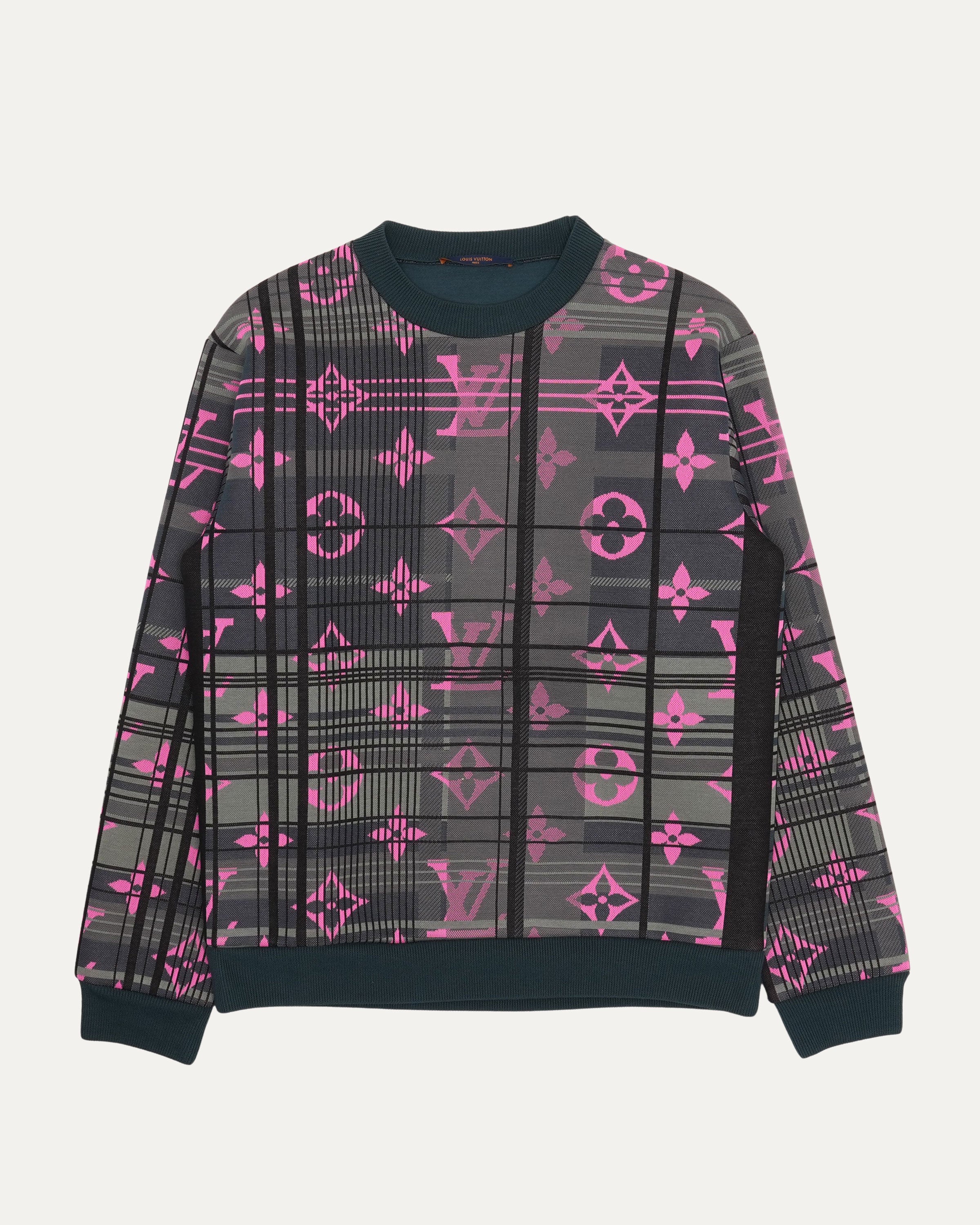 2021 Monogram Jacquard Sweatshirt for Women - Vintage Inspired Pullover with Luxury Embroidered Logo - Perfect for Casual Outfits, Streetwear Fashion and Layering in Fall/Winter