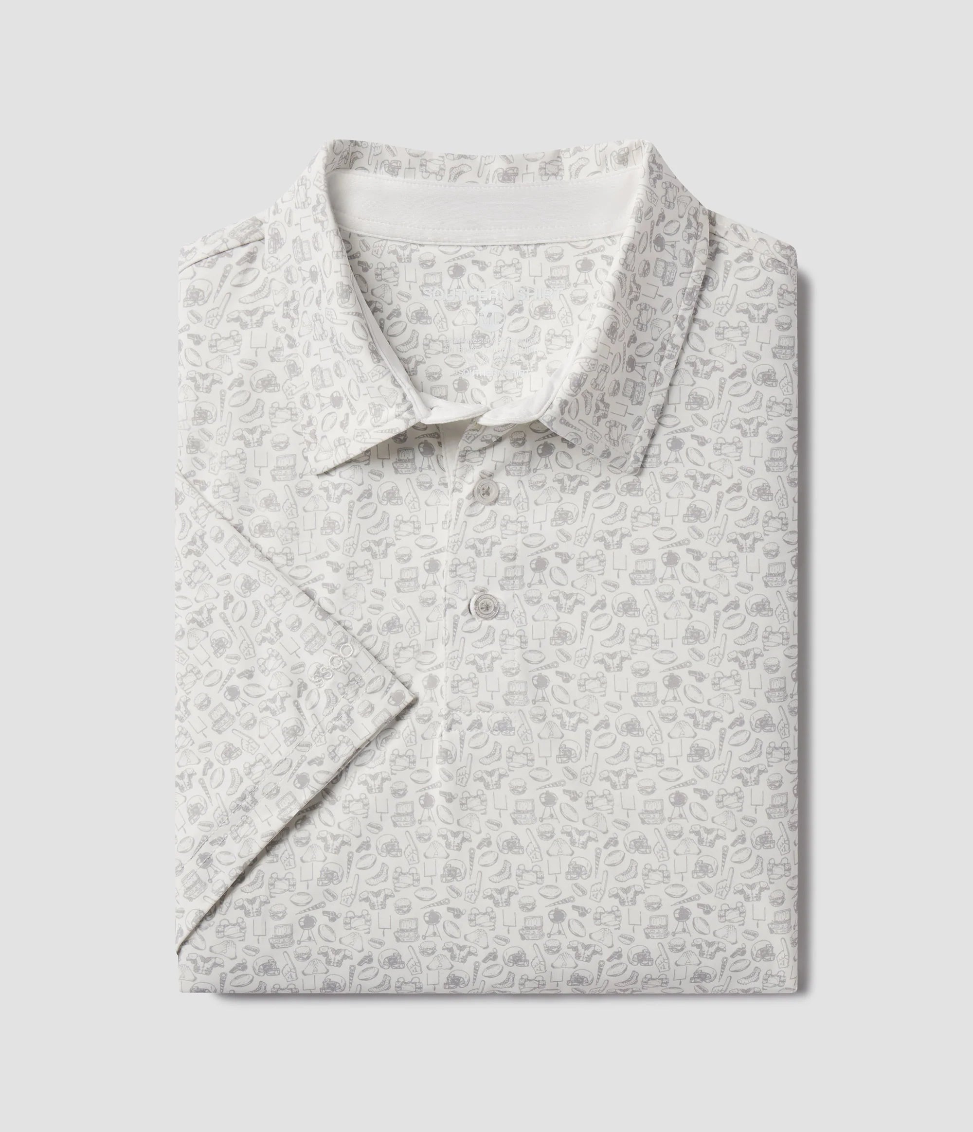 Southern Shirt Co. Hazy Gray Printed Polo Shirt for Men - Comfortable & Stylish Casual Wear for Outdoor Activities and Office