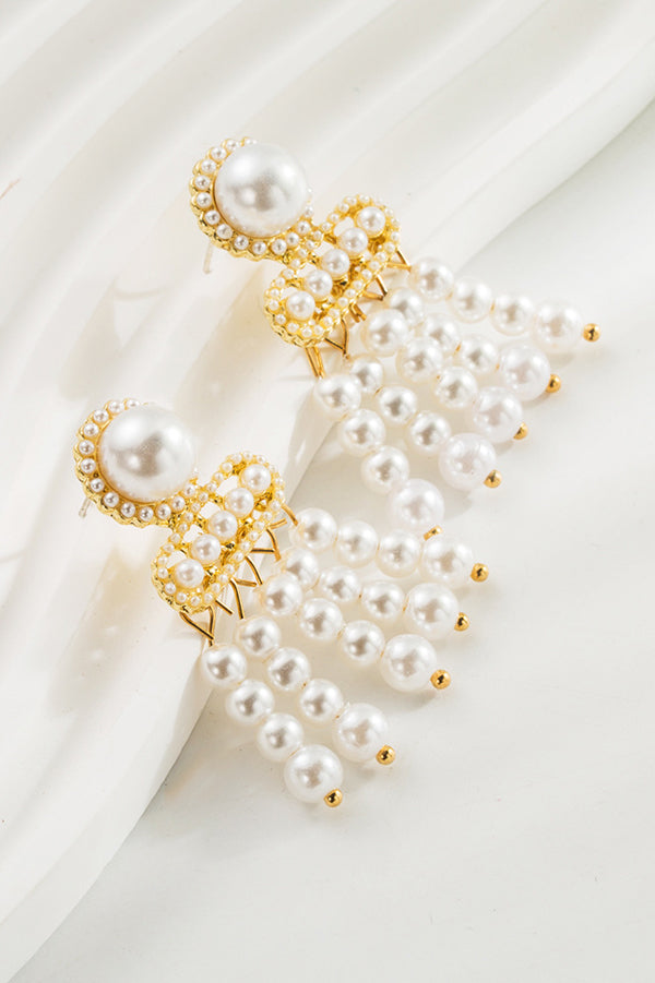 Elegant Pearl Tassel Drop Earrings for Women - Vintage Dangle Jewelry for Party, Wedding & Special Occasions