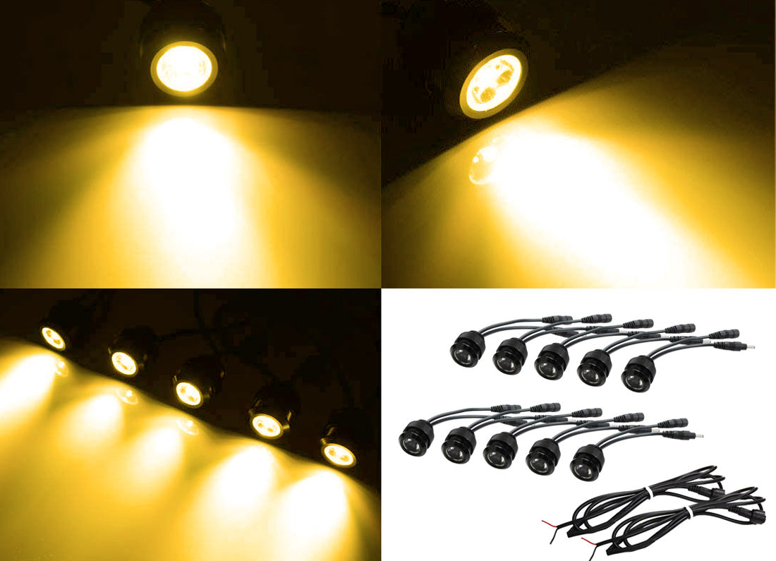 3000K Yellow 30W High Power Flexible LED Daytime Running Lights & Puddle Lamps Kit - Durable Waterproof Car Lighting for Trucks, SUVs, Jeeps (Easy Installation, Enhanced Visibility)
