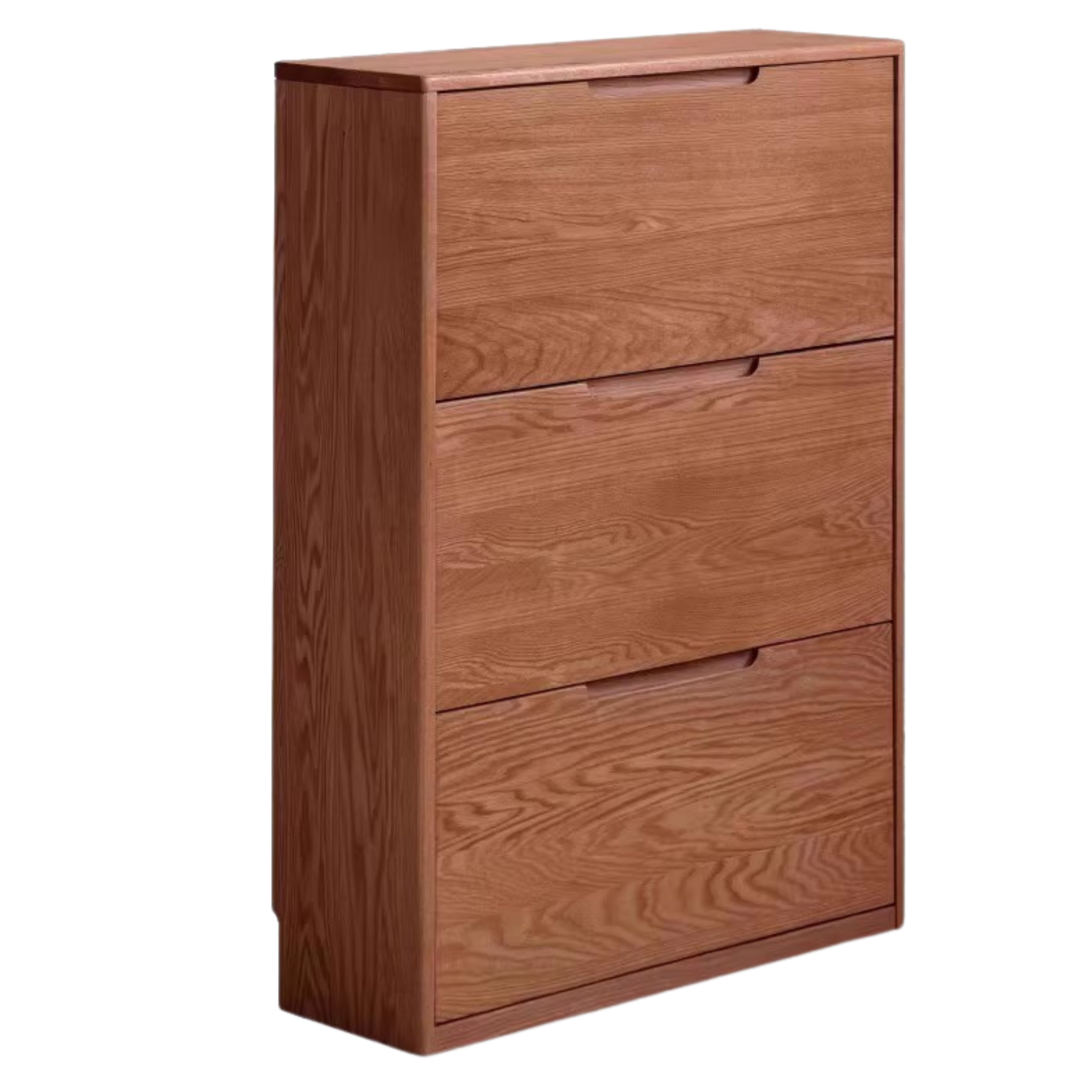 33.5x7.9x45.7 inch/ 85x20x116cm/ Walnut color/Oak wood ultra-thin flip bucket shoe cabinet