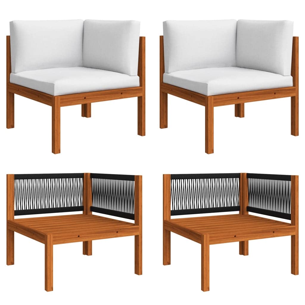2-Piece Patio Corner Sofa Set with Cushions - Solid Acacia Wood Outdoor Furniture for Garden, Deck, Poolside & Backyard Relaxation