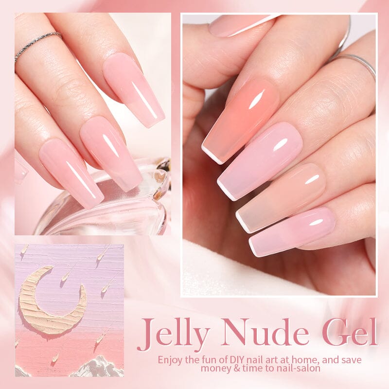 Jelly Nude Gel Polish Set - 10ml Bottles (Shades JN01-JN50) - Long Lasting Semi-Transparent Nail Polish for Manicure, Pedicure & Nail Art