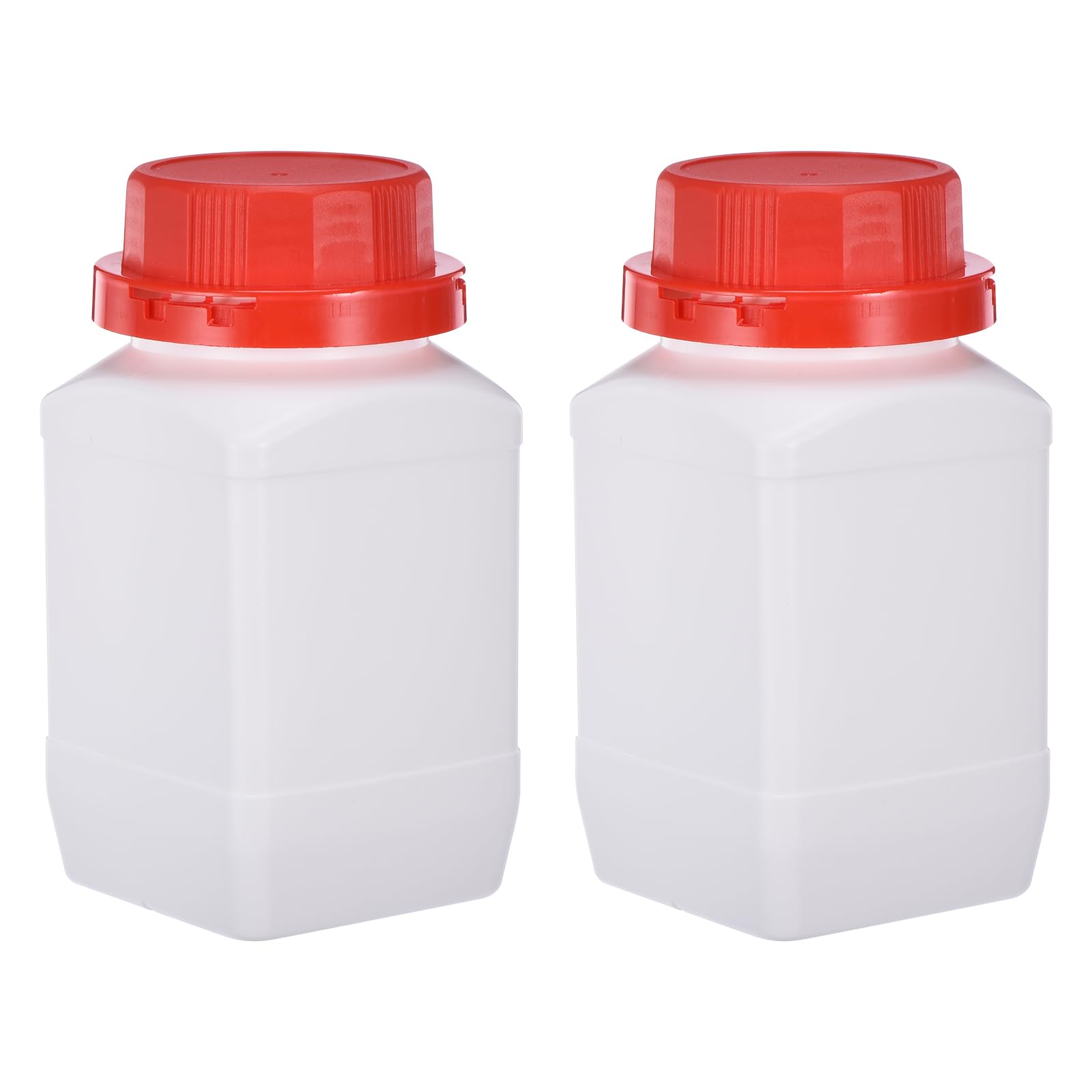 PATIKIL 2 Pack 500ml HDPE Wide Mouth Square Reagent Bottles with Screw Cap - Leak Proof Lab Storage for Water, Chemicals & Solid Samples - Ideal for Science Experiments, Classroom Labs & Industrial Use (White)