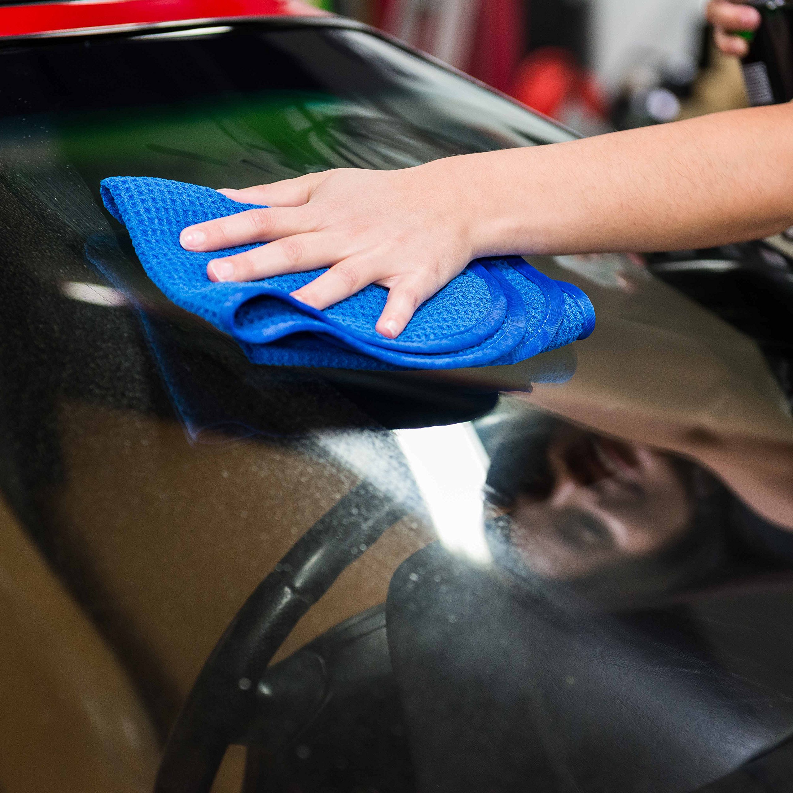 Chemical Guys Waffle Weave Towel for Streak-Free Cleaning - 24 x 16 Inches, Blue - Perfect for Home, Auto Glass, Windows, Mirrors, and Shower Doors
