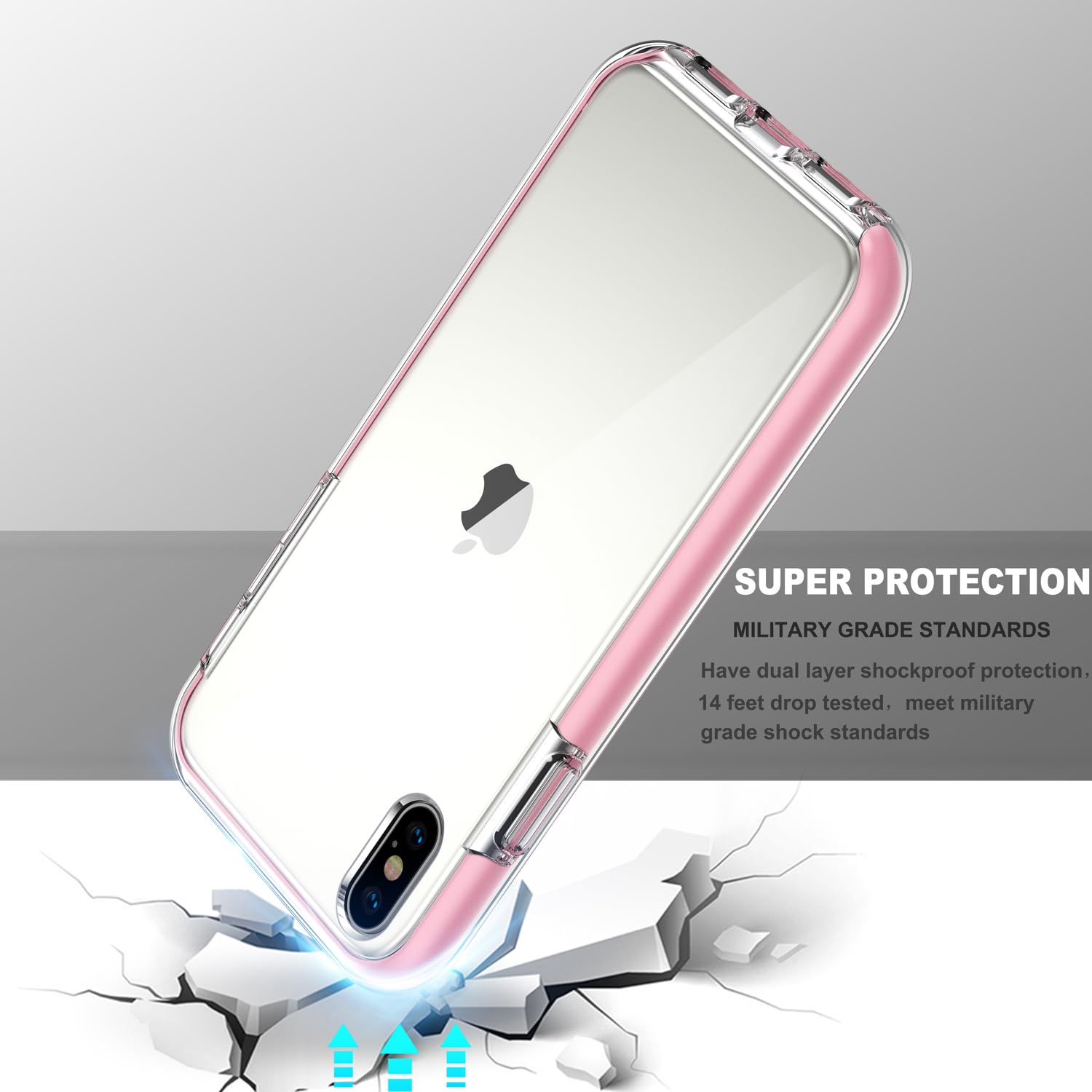 COOLQO iPhone Xs Max Case 6.5 Inch with 2 Tempered Glass Screen Protectors - Clear 360 Full Body Protection Shockproof Silicone Phone Cover (Pink) - Perfect for Everyday Use, Travel & Outdoor Activities