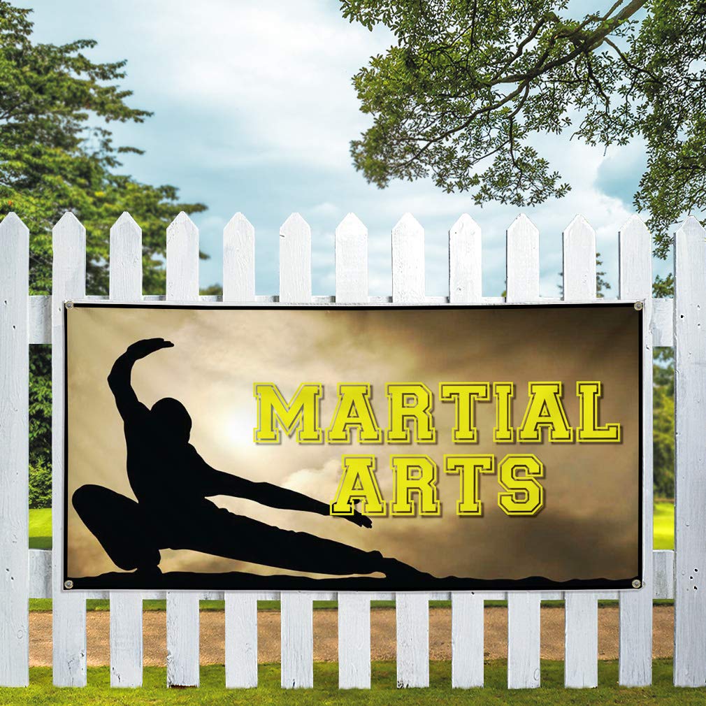 Durable Vinyl Banner - 48x96 Inches, Weatherproof & UV Resistant for Martial Arts, Business, Sports & Outdoor Signs - Yellow with 8 Grommets - Perfect for Events, Advertising & Yard Displays