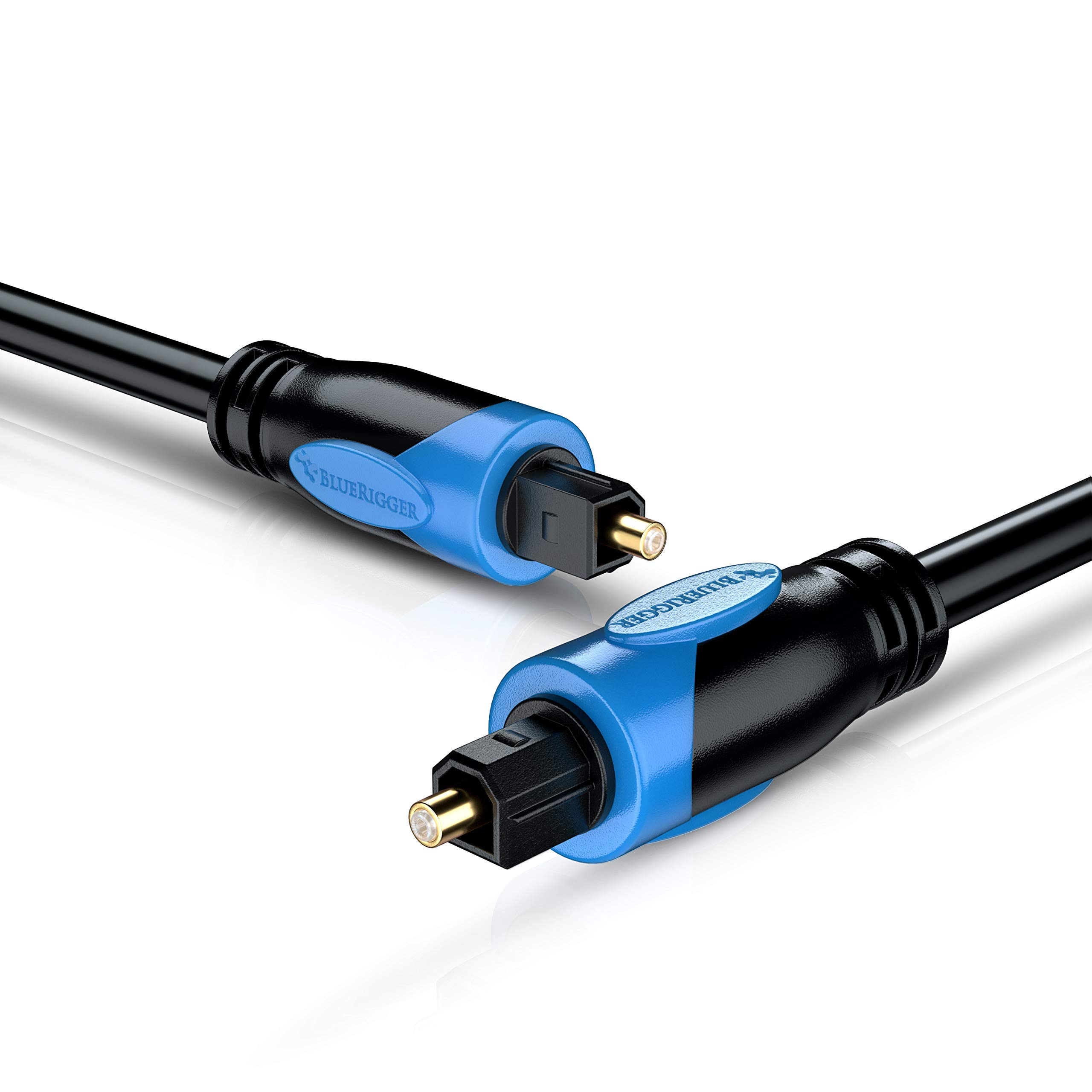 BlueRigger 50FT Digital Optical Audio Toslink Cable - 24K Gold-Plated Fiber Optic Cord for Home Theater, Sound Bar, TV, Xbox, PlayStation PS4/PS5 | Perfect for Surround Sound Systems & Gaming Setups