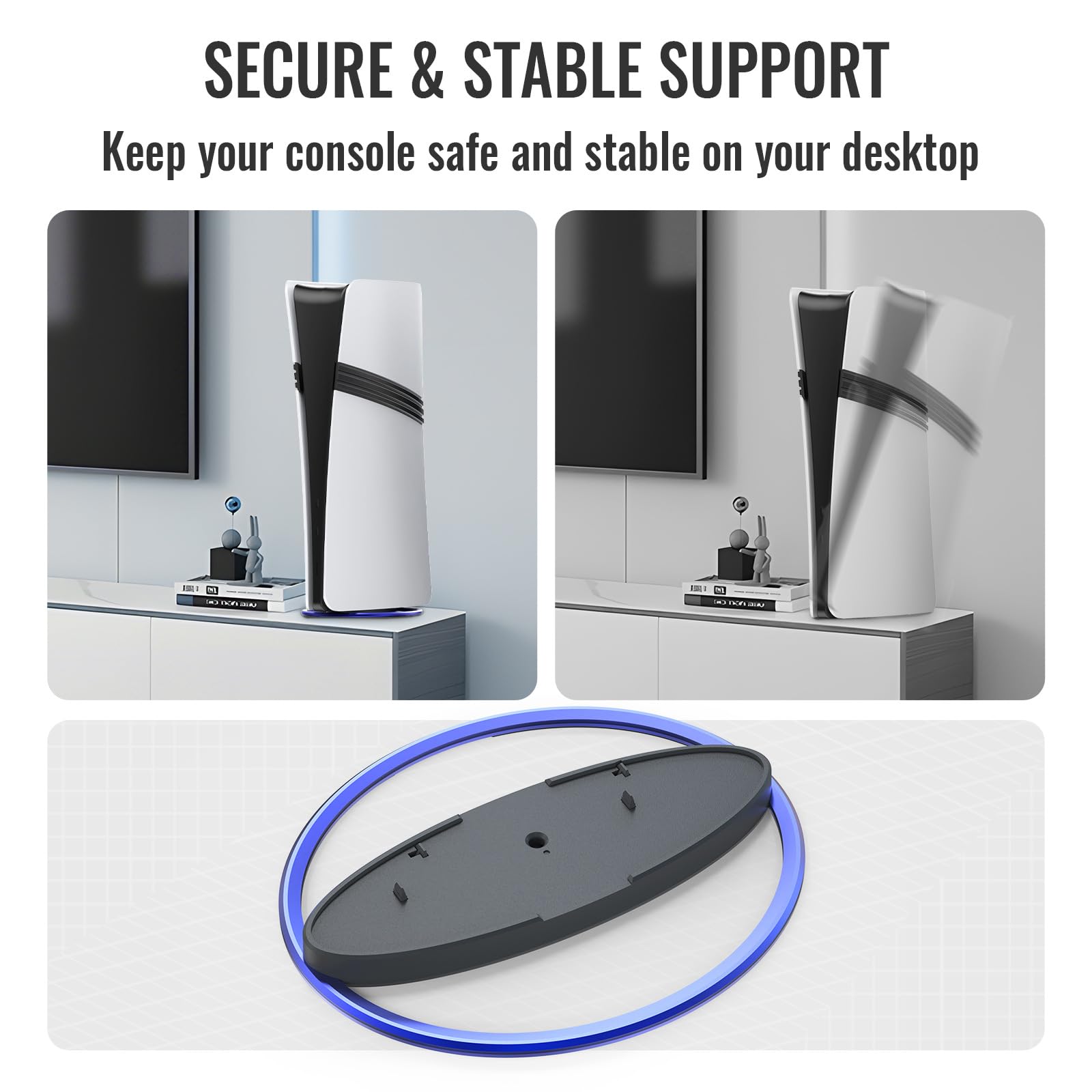 XBERSTAR PS5 Stand Holder for PS5 Slim & Pro - Vertical Cooling Base Stand with Anti-Slip Design for PlayStation 5 Console (Blue) - Perfect for Gaming Setup & Home Entertainment System