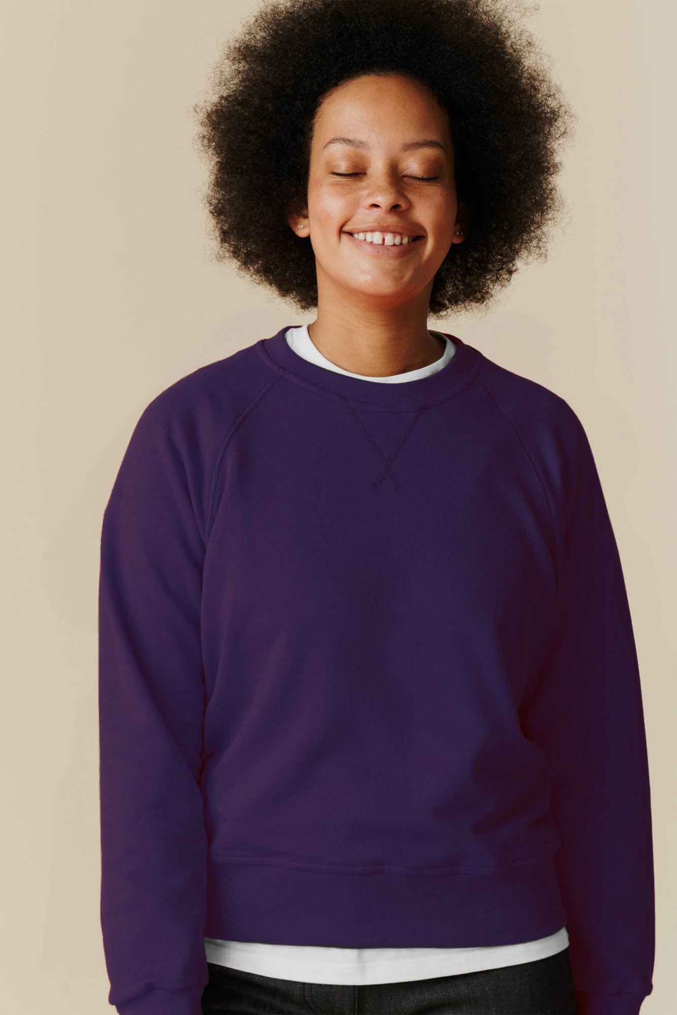 Women's Raglan Sweatshirt - Soft Purple Long Sleeve Pullover for Casual Wear, Lounge & Street Style