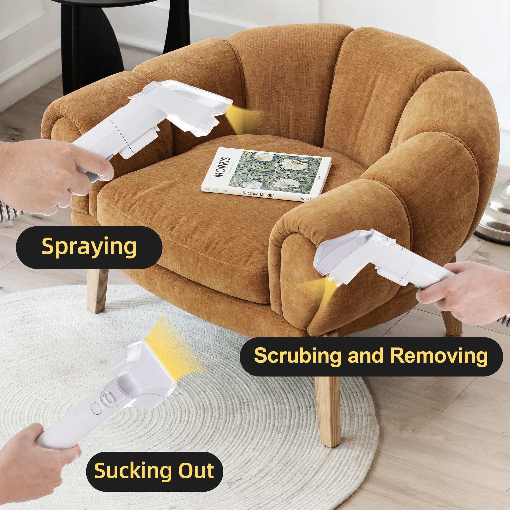 WECLEAN C1 Portable Carpet and Upholstery Cleaner - Powerful Deep Cleaning Extractor for Sofa, Mattress & Auto Interior - Perfect for Home, Office and Vehicle Maintenance