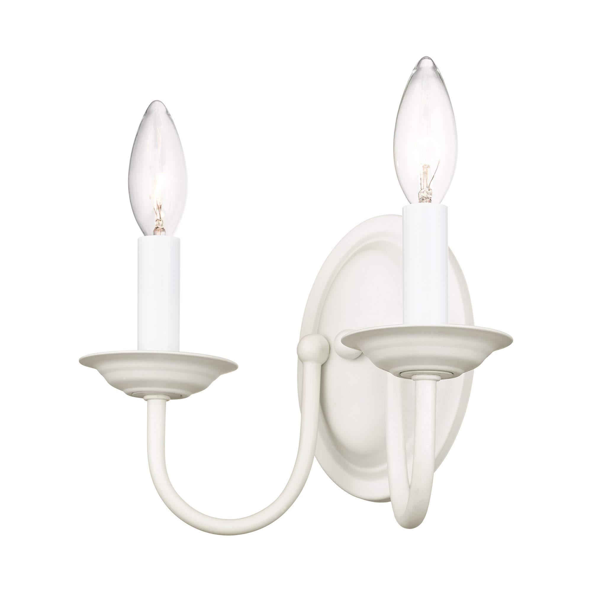 Livex Lighting 4152-03 Williamsburg 2-Light Wall Sconce in White - Elegant Indoor Wall Light Fixture for Living Room, Bedroom & Hallway