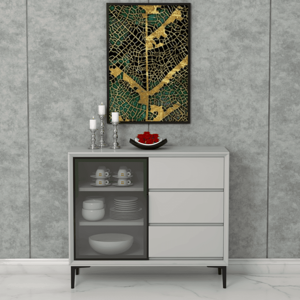 Milton Junior Buffet Hutch - Elegant Wooden Sideboard with Storage for Dining Room, Kitchen & Living Room | Perfect for Displaying China, Glassware & Home Decor