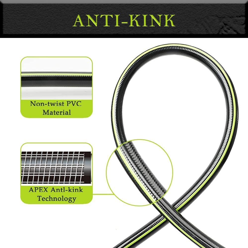 Worth Garden 5/8 in. x 100 ft. Heavy Duty Flexible Garden Hose - Non-Kinking, Durable PVC Material with Brass Fittings - 12-Year Warranty (H155B02) - Perfect for Lawn Care, Gardening, and Outdoor Watering