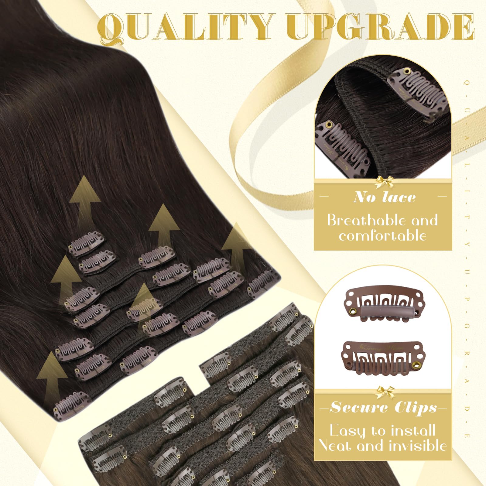 Ve Sunny 24inch Chocolate Brown Clip in Human Hair Extensions - 120g Real Hair Clip Ins for Women | Perfect for Parties, Weddings & Daily Styling