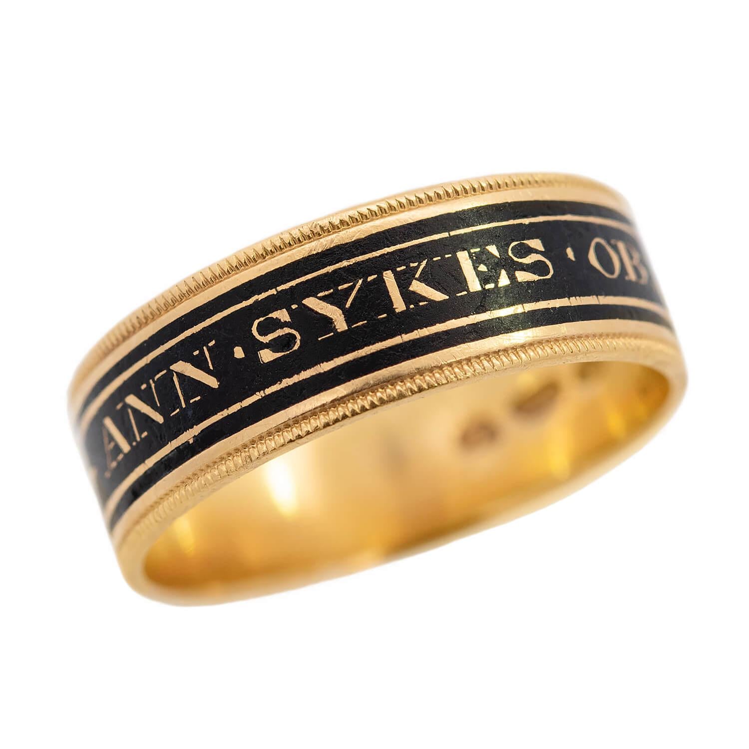 18k Gold Georgian Enamel Wedding Band for Women - Elegant Vintage Style Ring for Brides, Anniversaries & Special Occasions