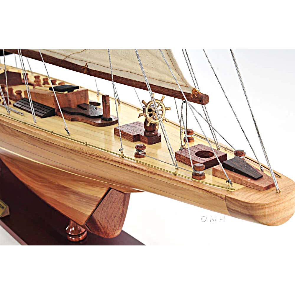 Old Modern Handicrafts Endeavour 40 Yacht Model - Premium Wooden Ship Replica for Home & Office Decor, Nautical Gifts, and Collectors - Perfect for Display in Living Rooms, Studies, and Yacht Clubs