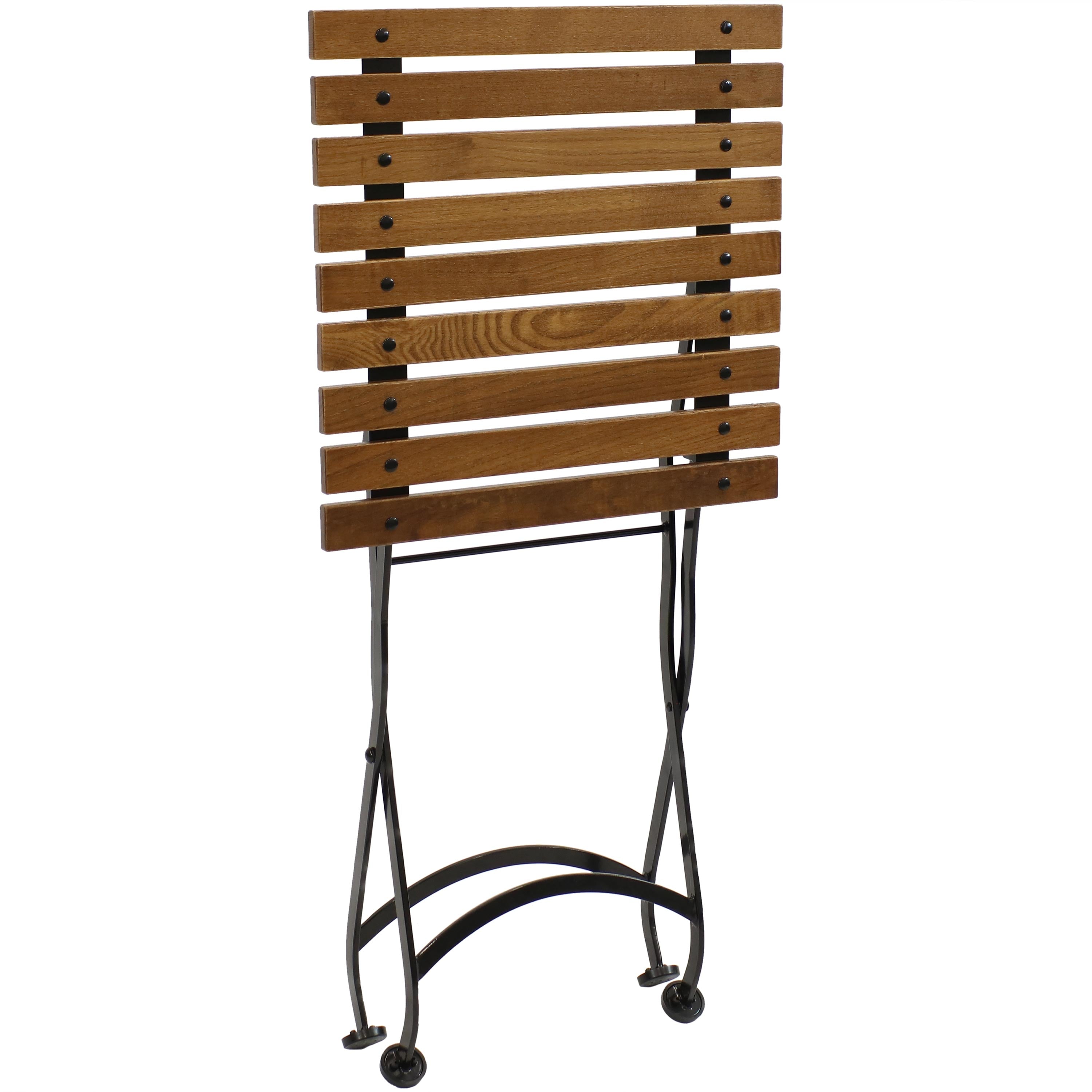 Sunnydaze European Chestnut Wood Folding Square Side Table - 20 Inch Brown Patio Furniture - Perfect for Outdoor Dining, Poolside Lounging & Garden Decor