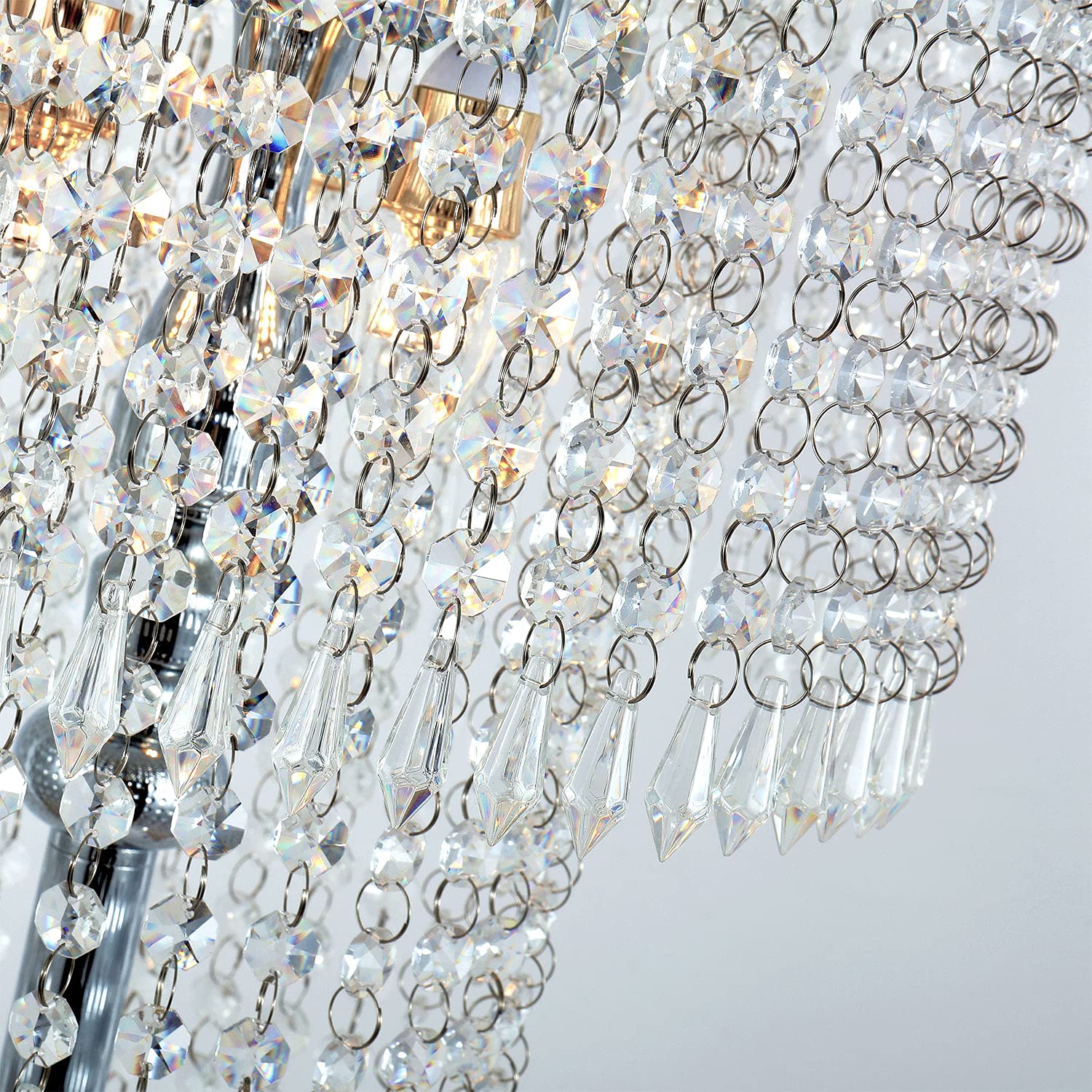 Beaysyty Modern Crystal Floor Lamp - Chrome Finish with Abundant Crystals, 3-Light Design for Reading Corner, Office, Cafe, Den, Living Room & Bedroom - Perfect for Ambient Lighting and Home Decor