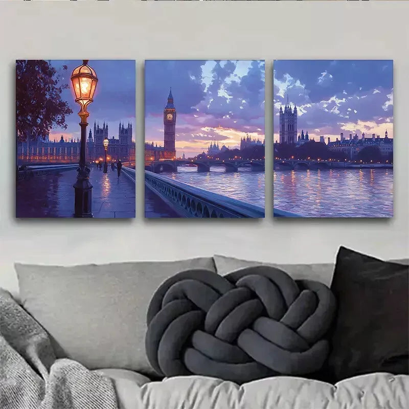 3-Piece London Big Ben & Westminster Bridge Sunset Wall Art Set - Framed Canvas 40x60cm - High Quality Print - 100% Australian Made - Ready to Hang - Perfect for Living Room, Bedroom & Office Decor