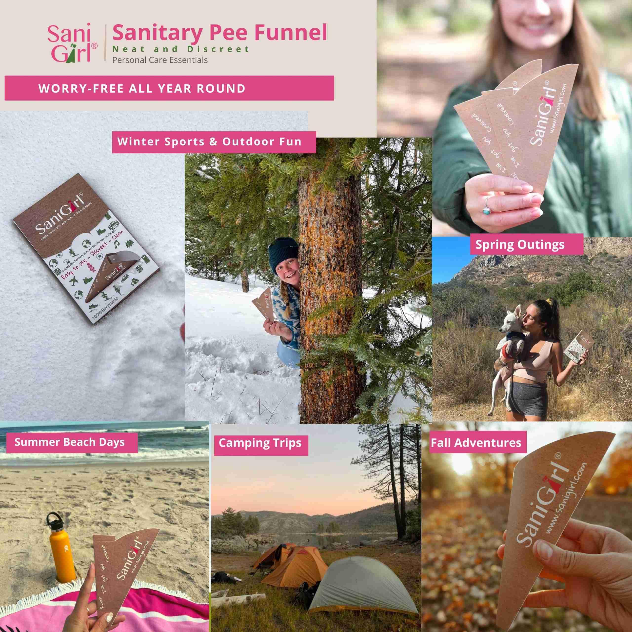 SaniGirl Disposable Female Urinal Funnel for Women - Pack of 10 | Portable Pee Funnel for Travel, Camping & Hiking | Hygienic Solution for Standing Urination | Perfect for Outdoor Adventures, Road Trips & Public Restrooms