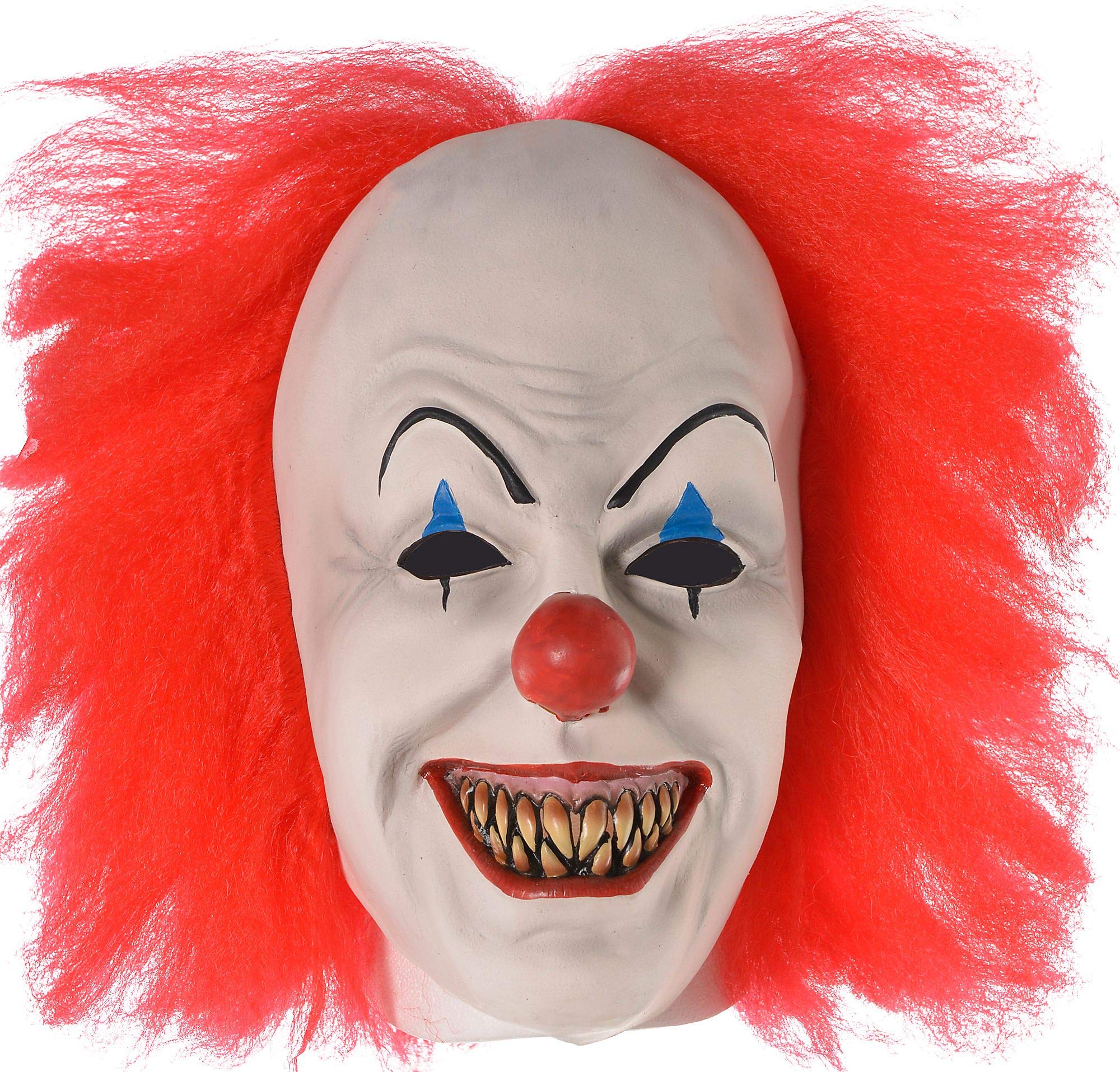 Pennywise Halloween Mask for Adults - Scary Clown Costume Accessory with Makeup, Red Nose & Pointy Teeth - Perfect for Halloween Parties, Cosplay & Horror Events