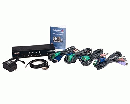 StarTech.com SV431USBAN 4-Port USB KVM Switch for PC & Mac - Black Wired Keyboard Video Mouse Switcher with USB 2.0 Support (Operating Temp 0-50°C) - Ideal for Home Office, Data Centers & Multi-Computer Workstations